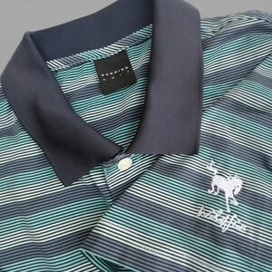 Dunning Golf Mens Large Blue Striped Embroidered Wild Fire Golf Resort Logo